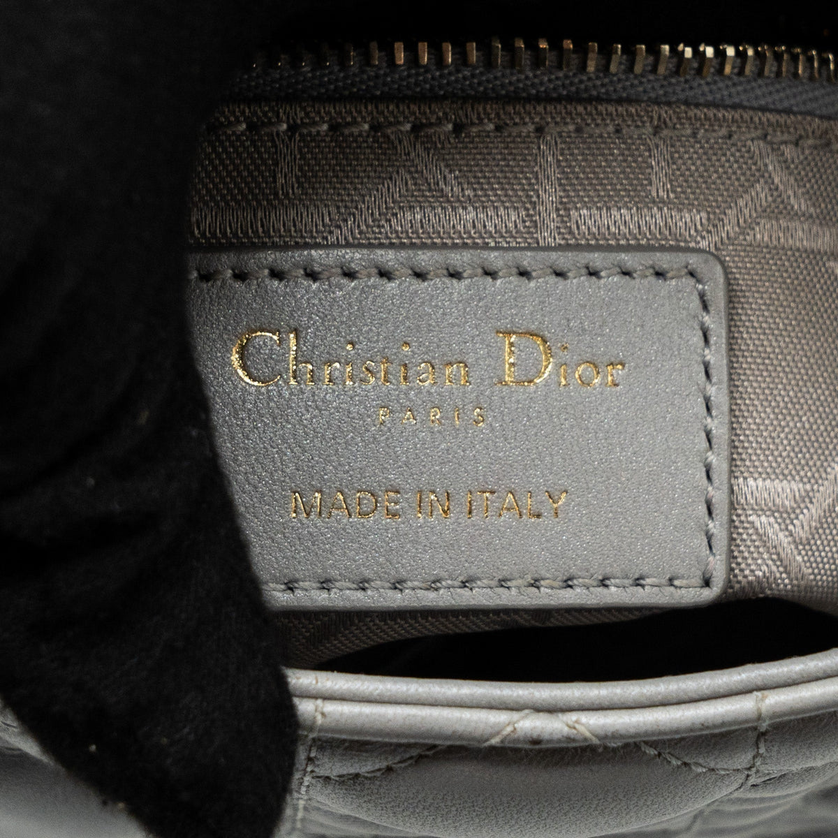 DIOR MINI LADY DIOR LAMBSKIN GREY LGHW