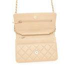 CHANEL 22S DETAILED LOGO WALLET ON CHAIN CAVIAR DARK BEIGE WITH LGHW (MICROCHIP)