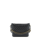 CHANEL CHEVRON GABRIELLE HOBO BAG BLACK WITH GOLD AND SILVER HARDWARE