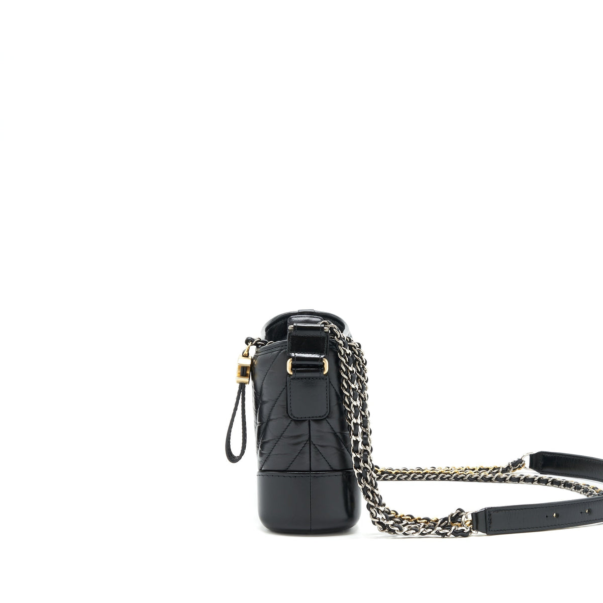 CHANEL CHEVRON GABRIELLE HOBO BAG BLACK WITH GOLD AND SILVER HARDWARE
