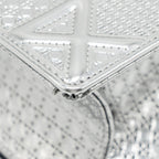 DIOR DIORAMA FLAP BAG PATENT MICRO-CANNAGE LEATHER METALLIC SILVER SHW