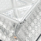 DIOR DIORAMA FLAP BAG PATENT MICRO-CANNAGE LEATHER METALLIC SILVER SHW