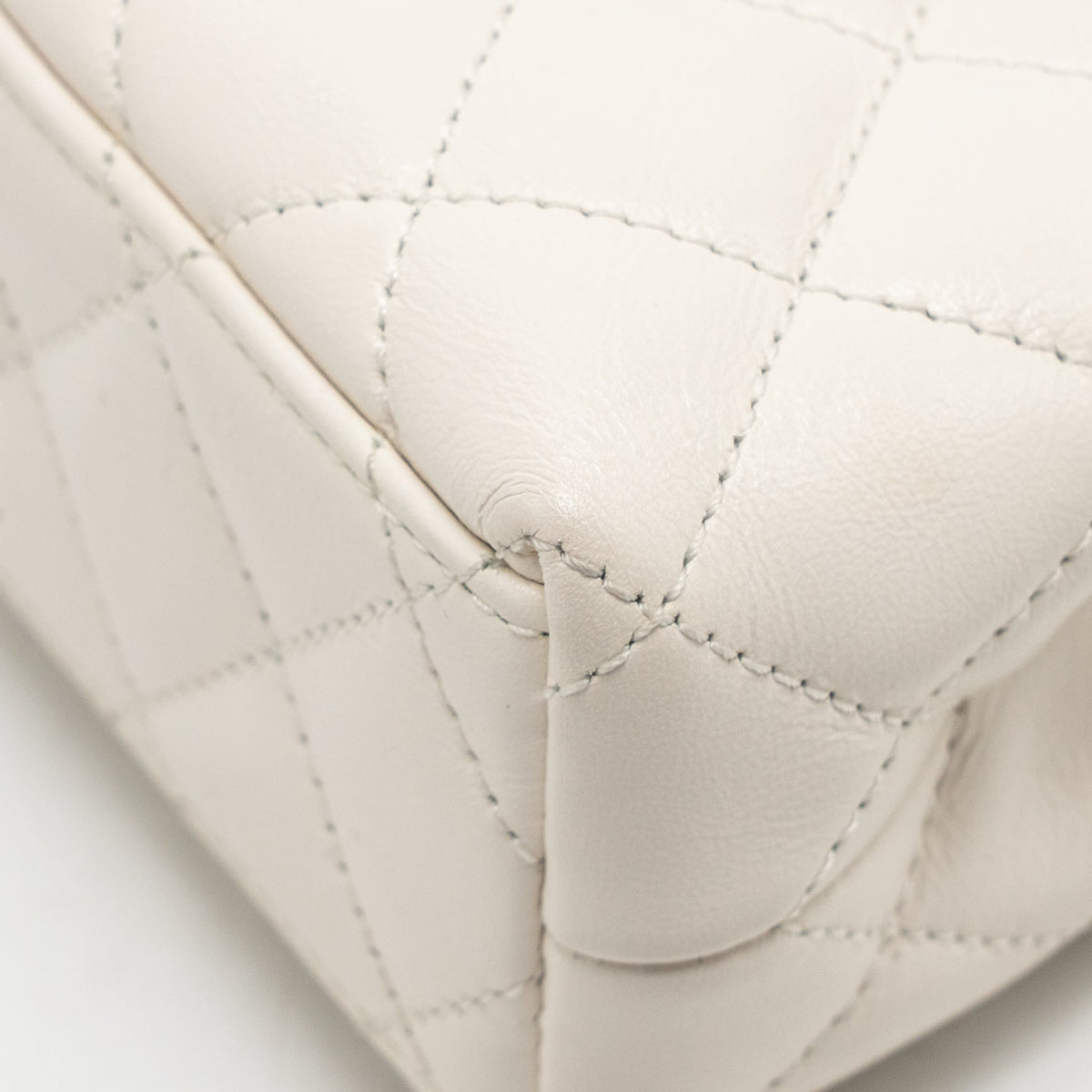 CHANEL MINI KELLY SHOPPING TOTE BAG CALFSKIN WHITE GHW (MICROCHIP)