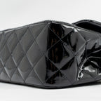 CHANEL JUMBO CLASSIC DOUBLE FLAP BAG PATENT BLACK SHW