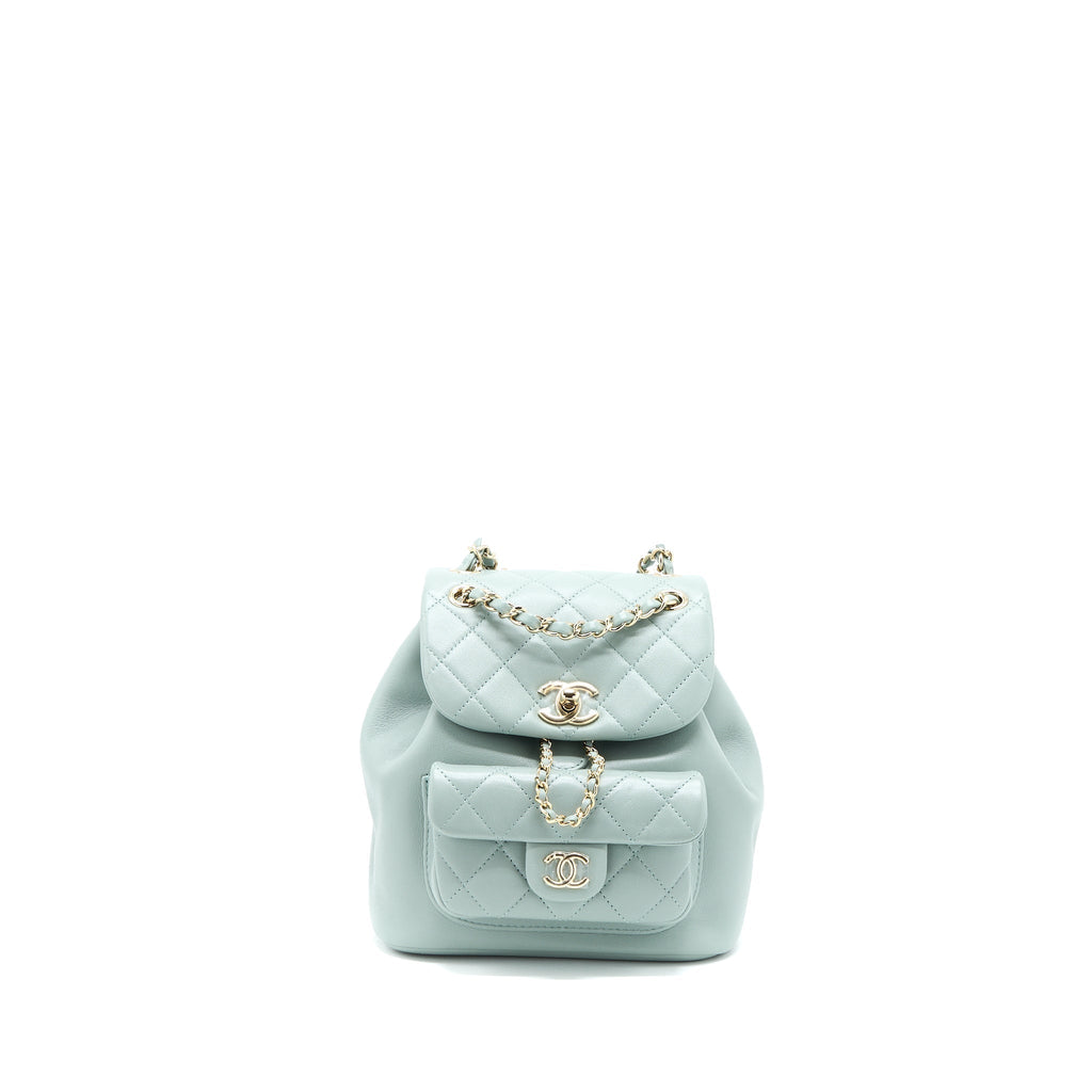 CHANEL 23C DUMA MINI BACKPACK CALFSKIN LIGHT GREY LGHW (MICROCHIP)