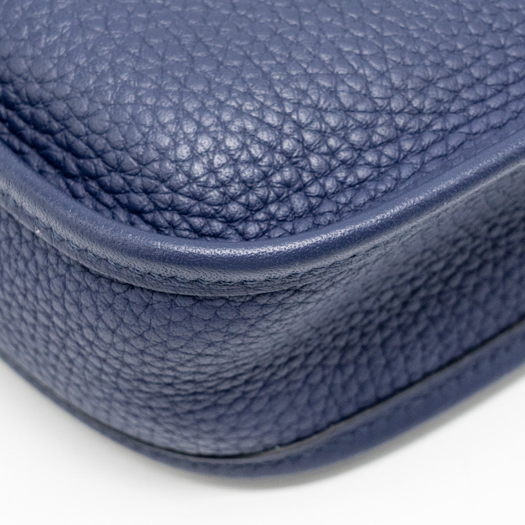 Hermes Mini Evelyne Clemence Blue GHW