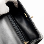 CHANEL TOP HANDLE MINI RECTANGULAR FLAP BAG WITH LION CHARM LAMBSKIN BLACK LGHW (MICROCHIP)