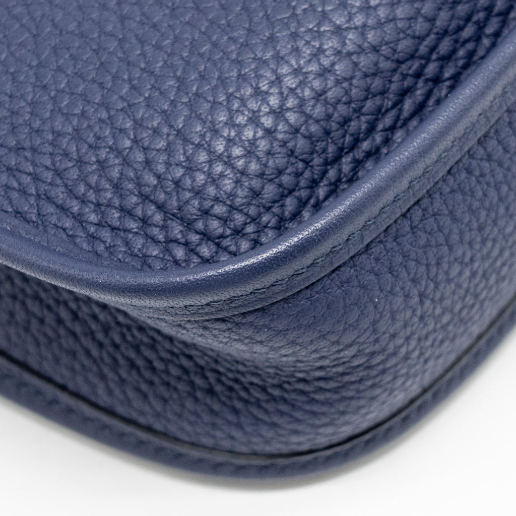 Hermes Mini Evelyne Clemence Blue GHW