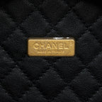 CHANEL 22C SMALL VANITY CASE BEECH WOOD, CALFSKIN BEIGE / BLACK WITH GHW