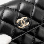 CHANEL MAXI PEARL CLUTCH WITH CHAIN LAMBSKIN BLACK LGHW