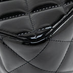 CHANEL JUMBO CLASSIC DOUBLE FLAP BAG PATENT BLACK SHW
