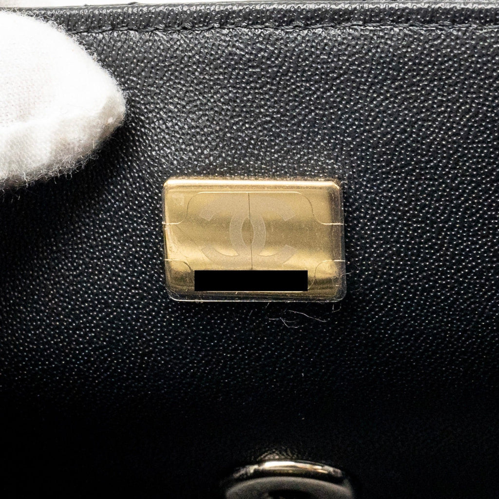 CHANEL TOP HANDLE MINI RECTANGULAR FLAP BAG WITH LION CHARM LAMBSKIN BLACK LGHW (MICROCHIP)