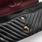 CHANEL MEDIUM CLASSIC DOUBLE FLAP BAG CHEVRON LAMBSKIN BLACK LGHW