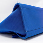 Chanel 21S Large Deauville Tote Shopping Bag Fluorescent Canvas/Leather Blue/Orange SHW
