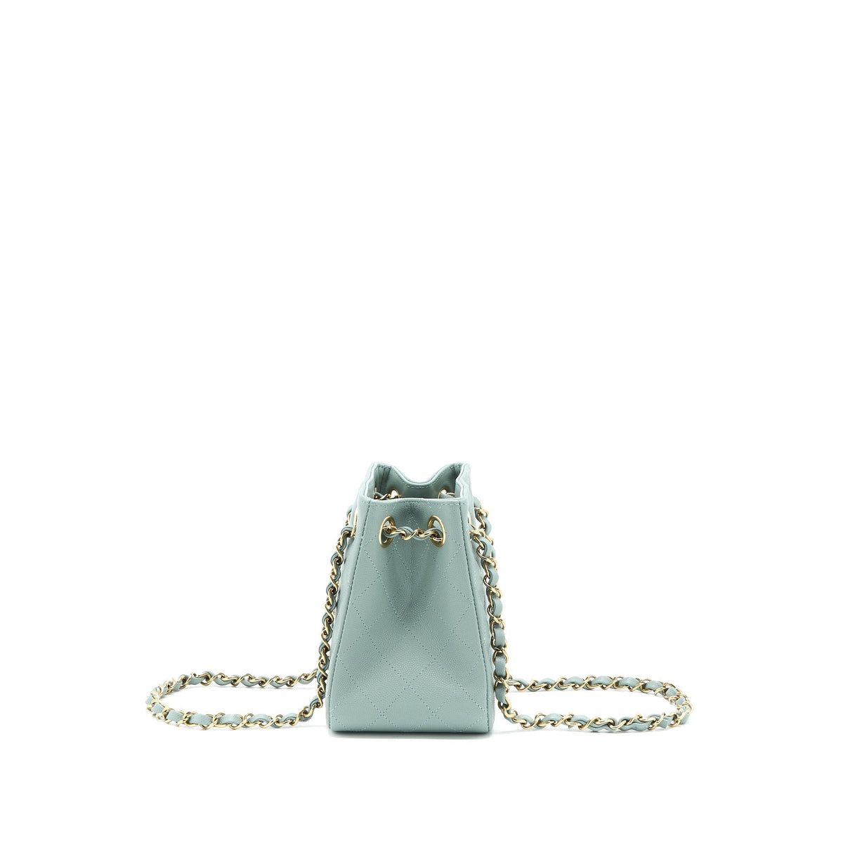 CHANEL 23C MINI BUCKET CAVIAR LIGHT GREY LGHW (MICROCHIP)
