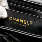 CHANEL TOP HANDLE MINI RECTANGULAR FLAP BAG WITH LION CHARM LAMBSKIN BLACK LGHW (MICROCHIP)