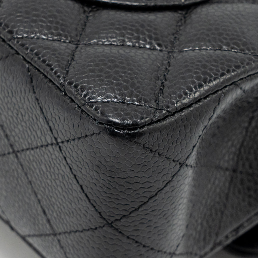 CHANEL SMALL CLASSIC DOUBLE FLAP BAG CAVIAR BLACK GHW (MICROCHIP)