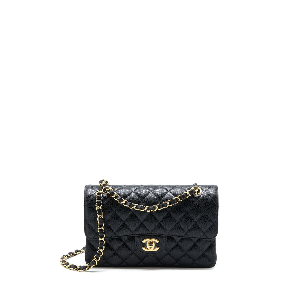 CHANEL SMALL CLASSIC FLAP BAG CAVIAR BLACK GHW (MICROCHIP)