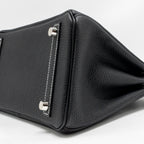 Hermes Birkin 25 Special Order Togo Black/White Stitching Brushed SHW