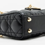 DIOR MICRO LADY DIOR LAMBSKIN BLACK LGHW