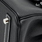 Hermes Birkin 25 Special Order Togo Black/White Stitching Brushed SHW