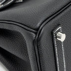 Hermes Birkin 25 Special Order Togo Black/White Stitching Brushed SHW