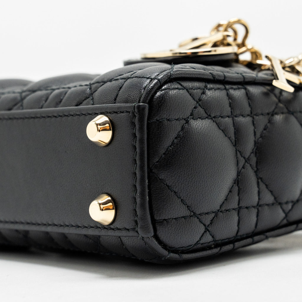 DIOR MICRO LADY DIOR LAMBSKIN BLACK LGHW