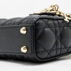 DIOR MICRO LADY DIOR LAMBSKIN BLACK LGHW