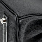 Hermes Birkin 25 Special Order Togo Black/White Stitching Brushed SHW