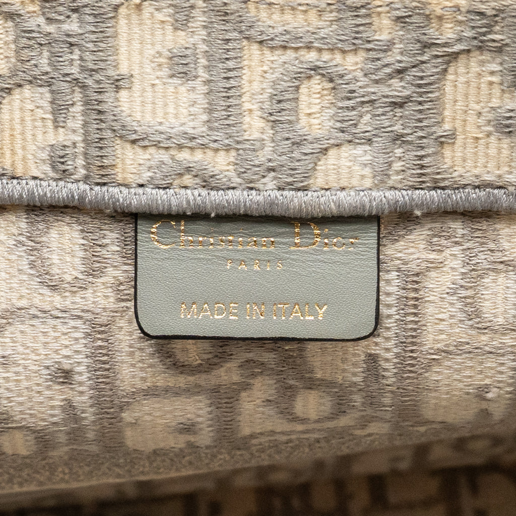 Dior Medium Dior Book Tote Oblique Embroidery Canvas Light Grey