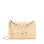 CHANEL CLASSIC JUMBO DOUBLE FLAP BAG CAVIAR BEIGE SHW