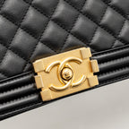CHANEL MEDIUM BOY BAG CALFSKIN BLACK GHW (MICROCHIP)