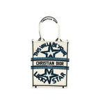 DIOR VERTICAL BOOK TOTE LUCKY STAR EMBROIDERY WHITE/MULTICOLOUR