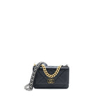 CHANEL 19 WALLET ON CHAIN LAMBSKIN BLACK MULTICOLOUR HARDWARE