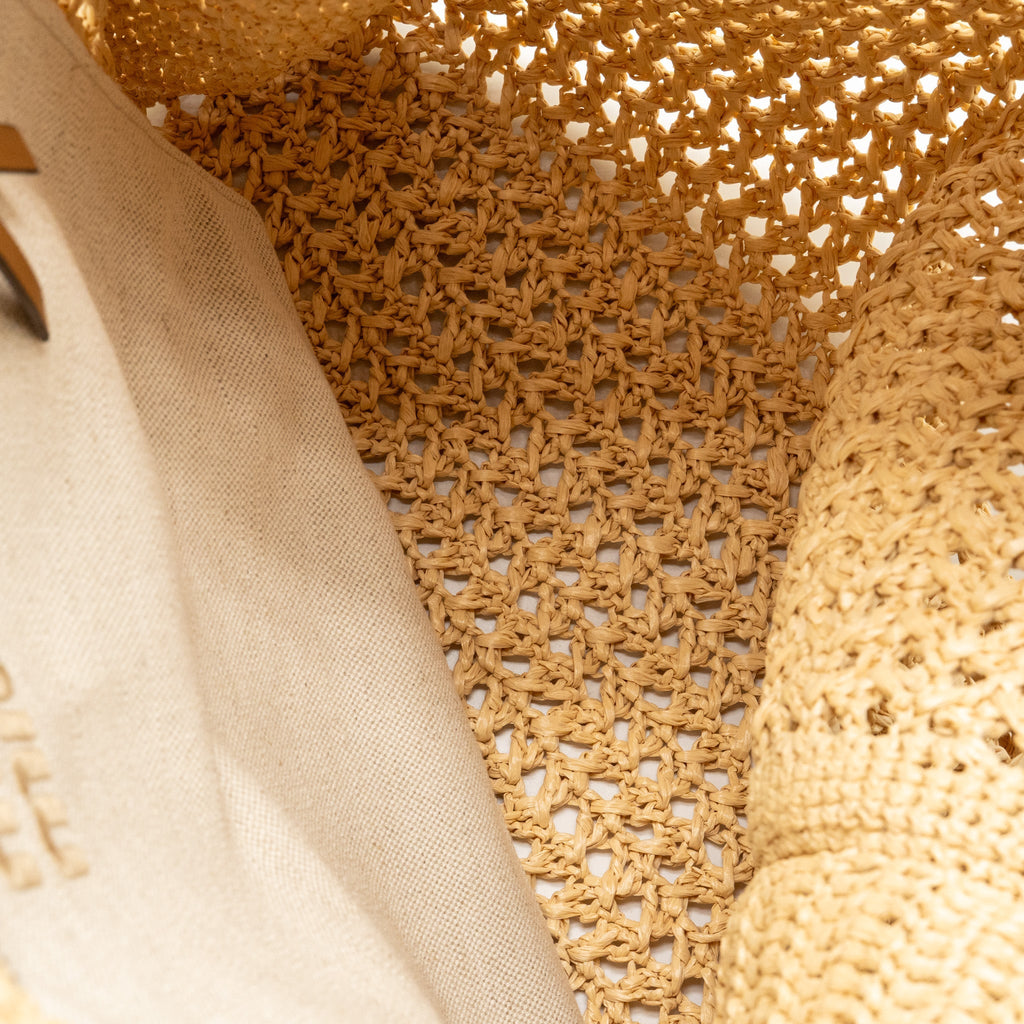 Miu Miu Ivy Crochet Tote Bag Raffia/Cotton/Calfskin Beige SHW