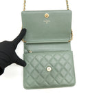 CHANEL WALLET ON CHAIN SQUARE CAVIAR GREEN GHW