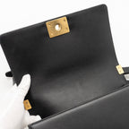 CHANEL MEDIUM BOY BAG CALFSKIN BLACK GHW (MICROCHIP)