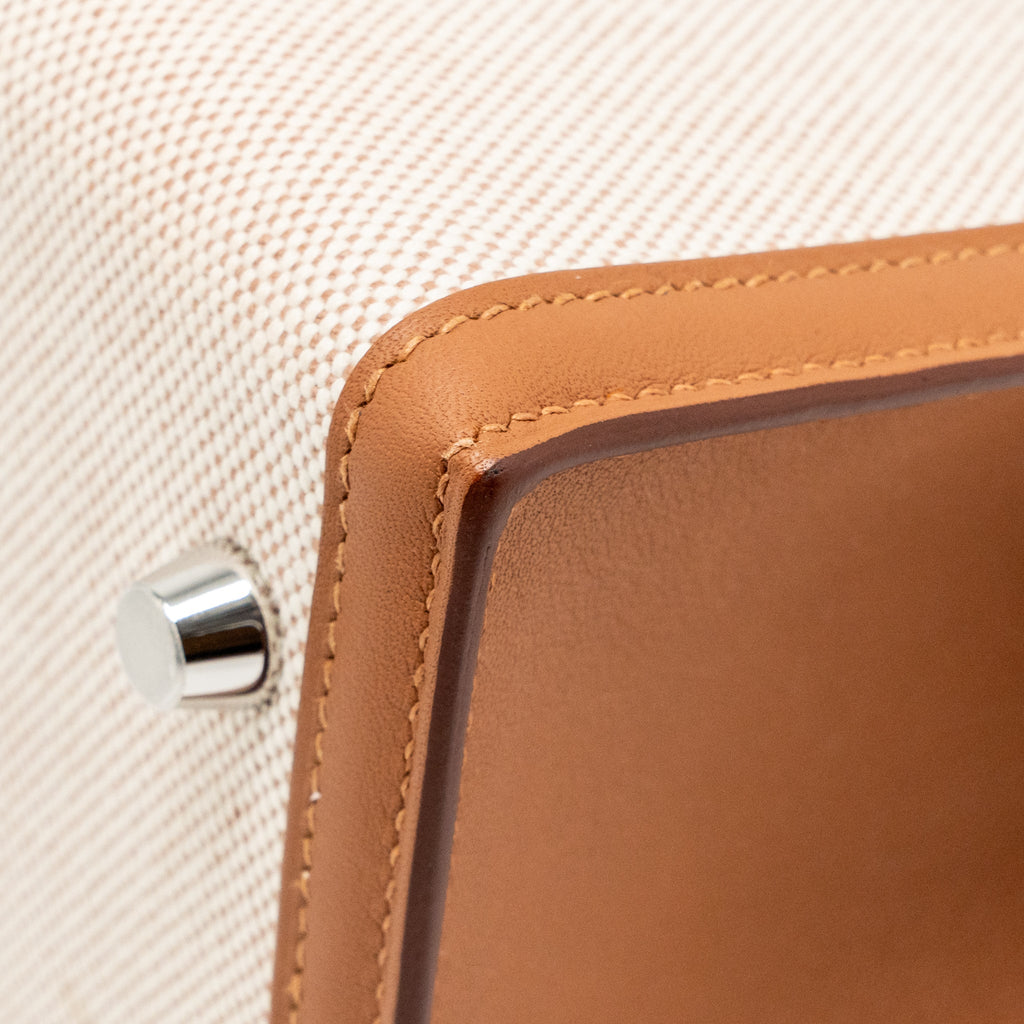 Hermes Kelly 25 Toile H/Swift Ecru-Beige/Gold SHW