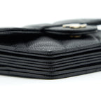 CHANEL CARD HOLDER ON CHAIN CAVIAR BLACK LGHW