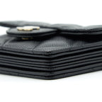 CHANEL CARD HOLDER ON CHAIN CAVIAR BLACK LGHW