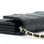CHANEL CARD HOLDER ON CHAIN CAVIAR BLACK LGHW