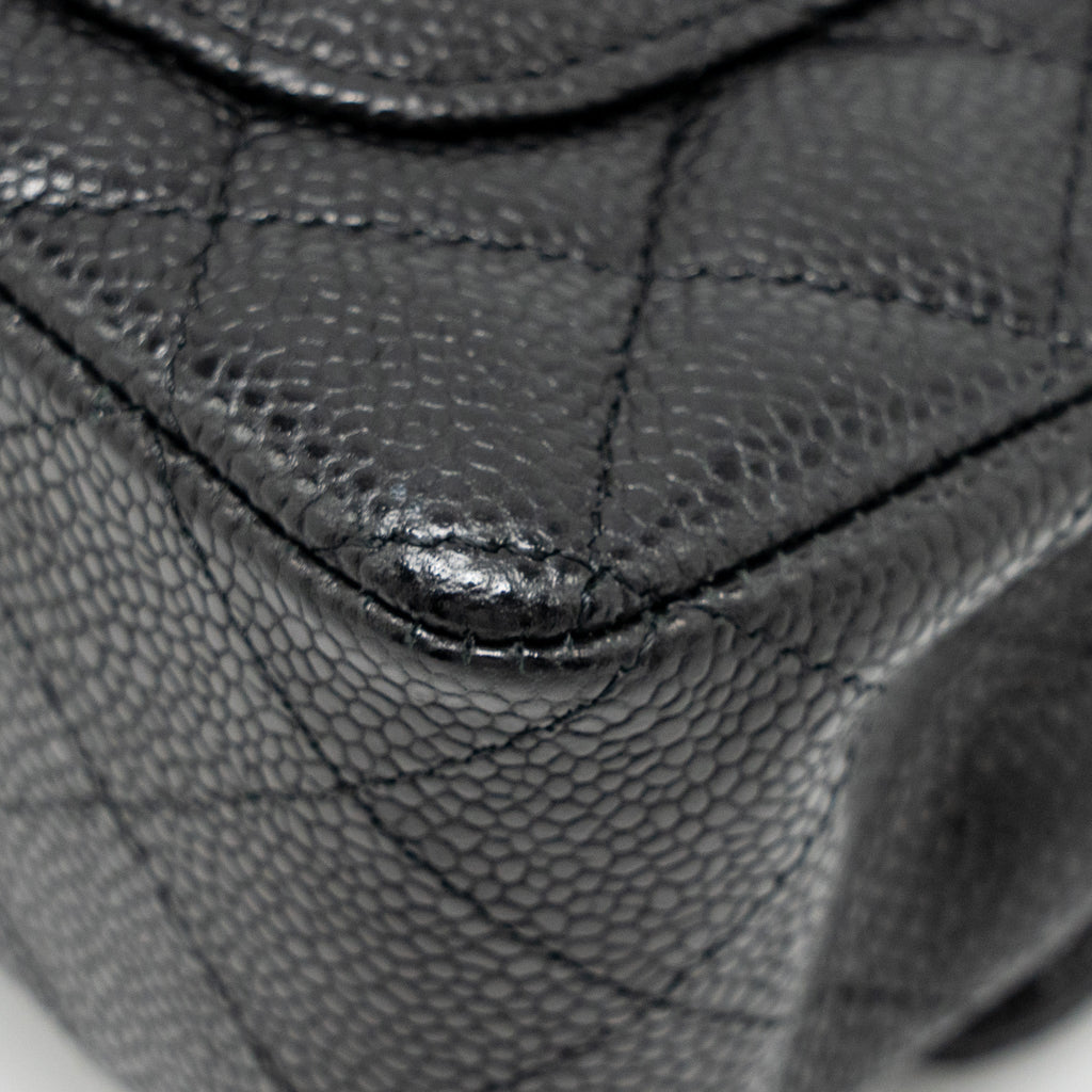 CHANEL MINI RECTANGULAR FLAP BAG CAVIAR BLACK SHW