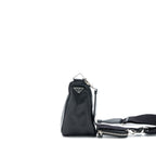 PRADA TRIANGLE LEATHER SHOULDER BAG BLACK SHW