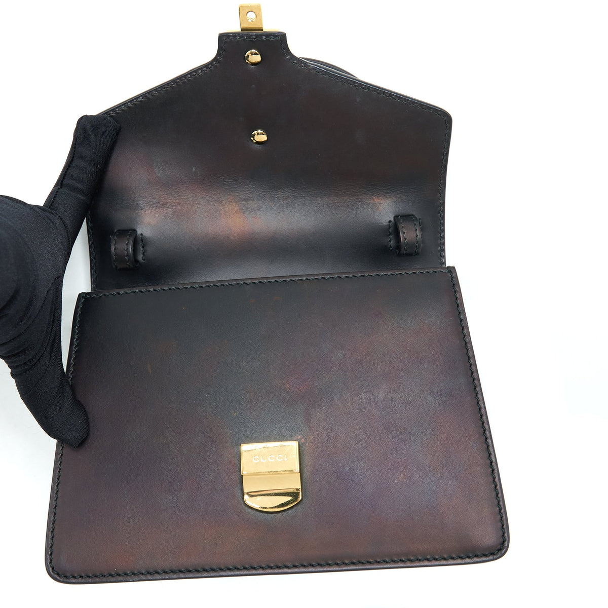 GUCCI MINI TOP HANDLE SYLVIE BAG BLACK GHW