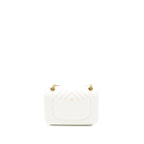 CHANEL MINI 2.55 REISSUE CHEVRON FLAP BAG AGED CALFSKIN WHITE BRUSHED GHW (MICROCHIP)