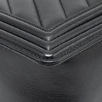CHANEL CHEVRON MEDIUM BOY BAG CALFSKIN BLACK RUTHENIUM SHW