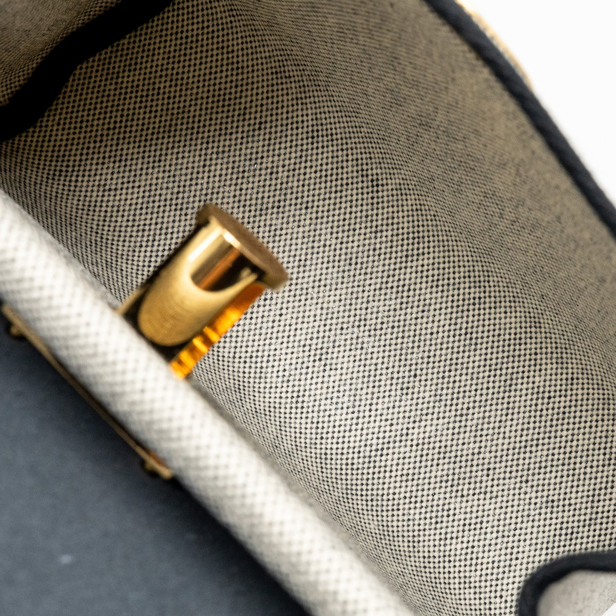 HERMES HERBAG MINI CANVAS / HUNTER LEATHER BLACK / ECRU GHW