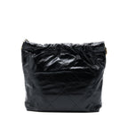 CHANEL SMALL 22 BAG GOLD LETTER SHINY CALFSKIN BLACK GHW (MICROCHIP)