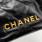 CHANEL MINI 22 BAG CALFSKIN BLACK GHW (MICROCHIP)