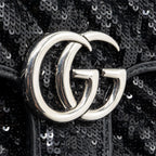 GUCCI MINI GG MARMONT MATELASSE BAG SEQUIN BLACK SHW